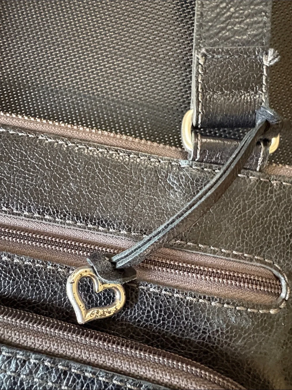 Brighton Black Leather Messenger Bag with Silver Buckle Accents